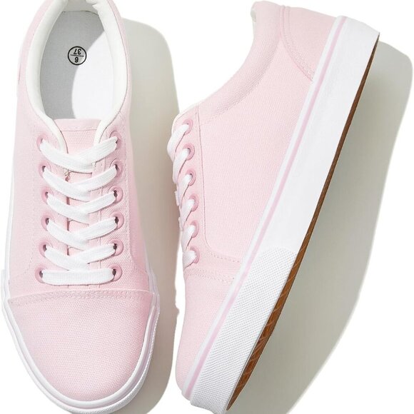 Shoes - Women's Canvas Sneakers White Casual Flat Heel Athletic Shoes Skateboarding